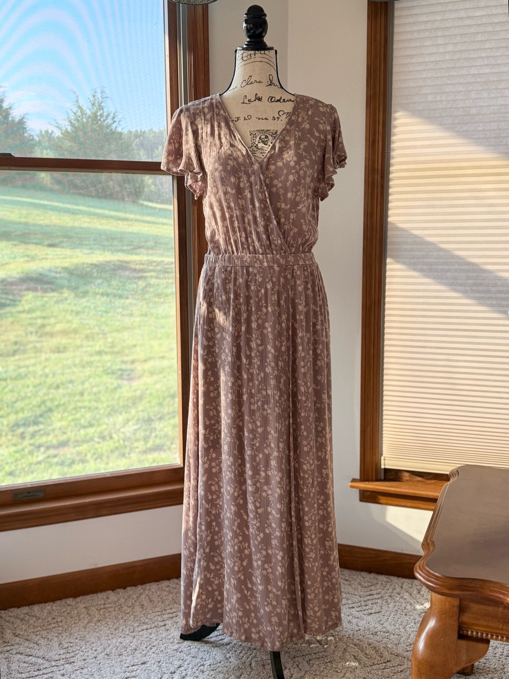 bohme Mauve Floral Wrap Maxi Dress